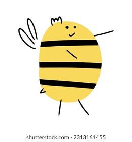Cartoon bee for concept design. Animal character design. Vector illustration in flat style.
