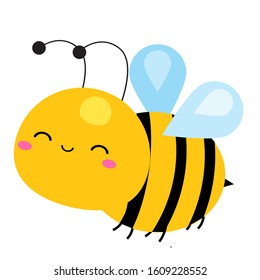 Cartoon bee. Cute insect character. Vector illustration, clip art