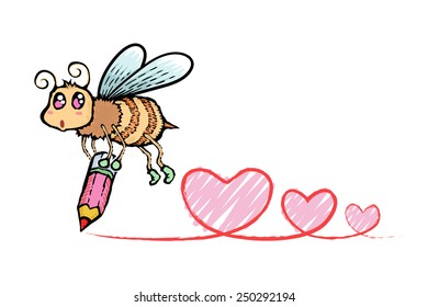 Cartoon Bee / Drawing it with my hand on the pen-tablet.
