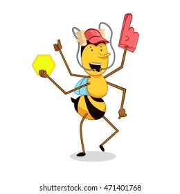  cartoon  bee. Fans bee happy