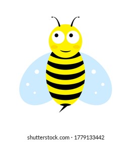 Cartoon bee in a flat style, vector art illustration.