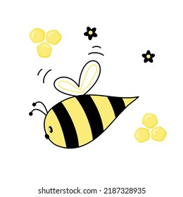 Cartoon bee. Flat style. Vector illustration 