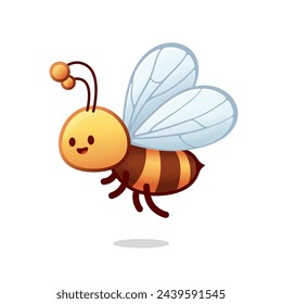 Cartoon bee. Flying bee. Bee icon. Wasp. Coloring book. Cute bee. Wild animal. Mascot. Character design. Animal sign. Logo template. Kid graphic. Children's illustration. Flying insect. Honey