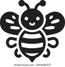 Cartoon bee flying vector illustration icon on a white background.