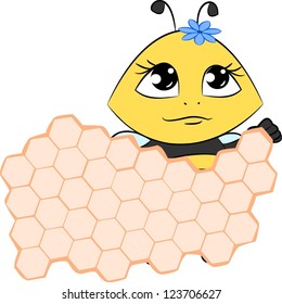 Cartoon bee with honeycomb