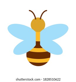 cartoon bee icon over white background, flat style, vector illustration