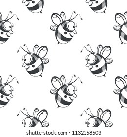 Cartoon bee icon seamless pattern background. Business concept vector illustration. Wasp insect bee symbol pattern