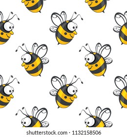 Cartoon bee icon seamless pattern background. Business concept vector illustration. Wasp insect bee symbol pattern