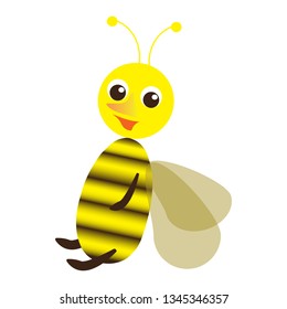 Cartoon bee isolated on white background. Vector illustration.