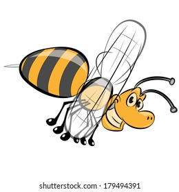 Cartoon bee isolated on white background. vector illustration.