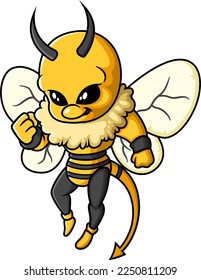 Cartoon bee mascot character isolated on white background of illustration