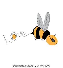 Cartoon bee mascot. Little bee flying. Wasp collection. Vector bumblebee characters. Insect icon. Design template for invitation, card. Doodle style.