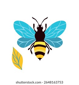 Cartoon bee mascot. Little bee flying. Wasp collection. Vector bumblebee characters. Insect icon. Design template for invitation, card. Doodle style.