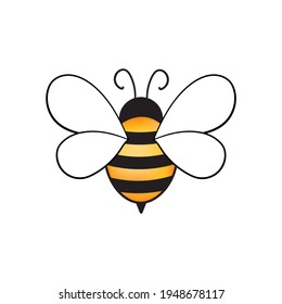 Cartoon bee mascot. A small bees flies. Wasp collection. Vector characters. Incest icon. Template design for invitation, cards. Doodle style.