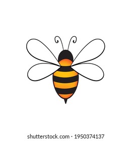 Cartoon bee mascot. A small bees flies. Wasp collection. Vector characters. Incest icon. Template design for invitation, cards. Doodle style.