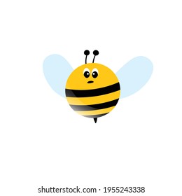 Cartoon bee mascot. A small bees flies. Wasp collection. Vector characters. Incest icon. Template design for invitation, cards. Doodle style.