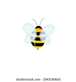 Cartoon bee mascot. A small bees flies. Wasp collection. Vector characters. Incest icon. Template design for invitation, cards. Doodle style.