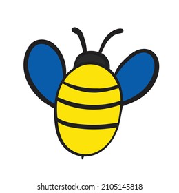 Mascota de abejas de dibujos animados. Una pequeña abeja vuela. Colección Wasp. Caracteres vectores. Icono de incesto. Diseño de plantilla para invitación, tarjetas. Estilo Doodle.