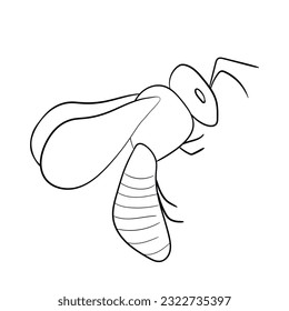 Cartoon bee mascot. A small bees flies. Wasp collection. Vector characters. Incest icon. Template design for invitation, cards. Doodle style.