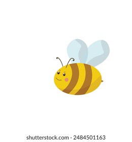 Mascota abeja de dibujos animados. Una Pequeña abeja vuela. Colección de avispa. caracteres de Vector. Icono de incesto. Diseño de Plantilla para invitación, tarjetas. Estilo Doodle.