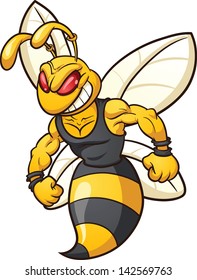 Cartoon bee mascot. Vector clip art illustration with simple gradients. All in a single layer.