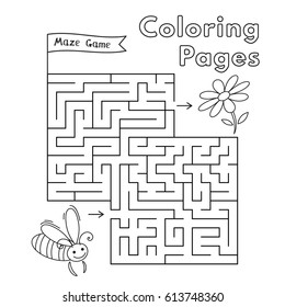 Caricatura del juego del laberinto. Páginas de libros de coloración de vectores para niños