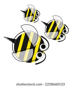 Cartoon of bee on isolated background.