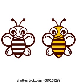 Cartoon Bee Outline Set