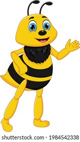 cartoon bee posing standing and waving