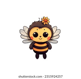 cartoon bee with a smile on a white background. Vector illustration