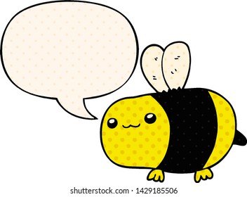 cartoon bee with speech bubble in comic book style