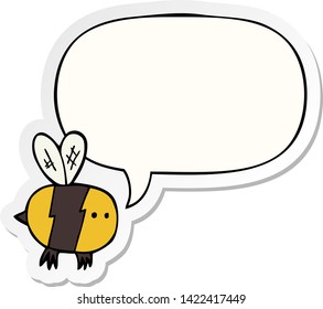 abeja de dibujos animados con pegatina de burbujas de voz