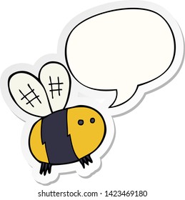 cartoon bee with speech bubble sticker