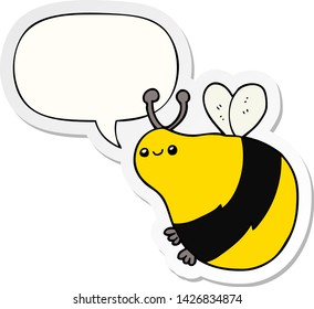 cartoon bee with speech bubble sticker