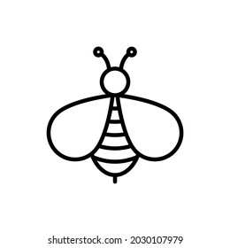 Cartoon bee thin line icon. Modern vector illustration of insect.