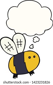 abeja de dibujos animados con burbuja de pensamientos