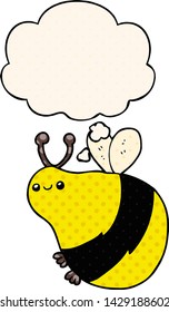 cartoon bee with thought bubble in comic book style