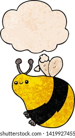 Cartoon-Biene mit Gedankenblase im Stilstil