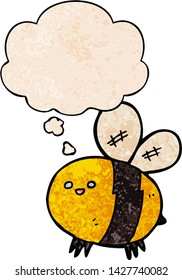 Cartoon-Biene mit Gedankenblase im Stilstil