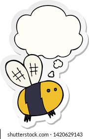 cartoon bee with thought bubble as a printed sticker