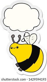 cartoon bee with thought bubble as a printed sticker