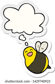 cartoon bee with thought bubble as a printed sticker