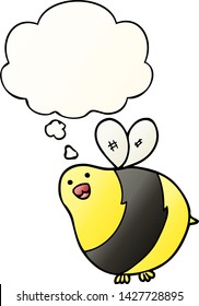 Cartoon-Biene mit Denkblase im Stil eines glatten Farbverlaufs