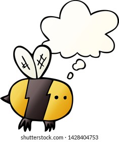 Cartoon-Biene mit Denkblase im Stil eines glatten Farbverlaufs