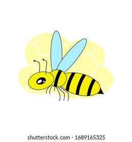 Cartoon Bee or Wasp or Hornet Vector Illustration