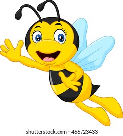 Cartoon bee waving hand