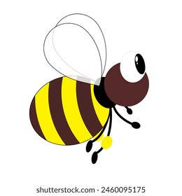 cartoon bee with yellow stripes and tiny wings