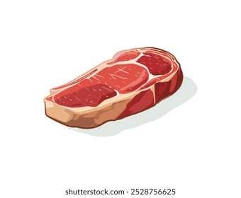 Carne Cartoon Beef, ilustração vetorial com design plano simples e cores brilhantes no fundo branco