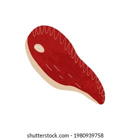 Kartoon-Rindfleisch oder Schweinefleisch-Knochensteak. Handgezeichnete Illustration mit Textur.
