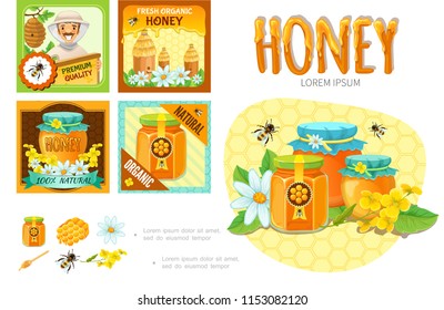 Cartoon Beekeeping Infographic Concept